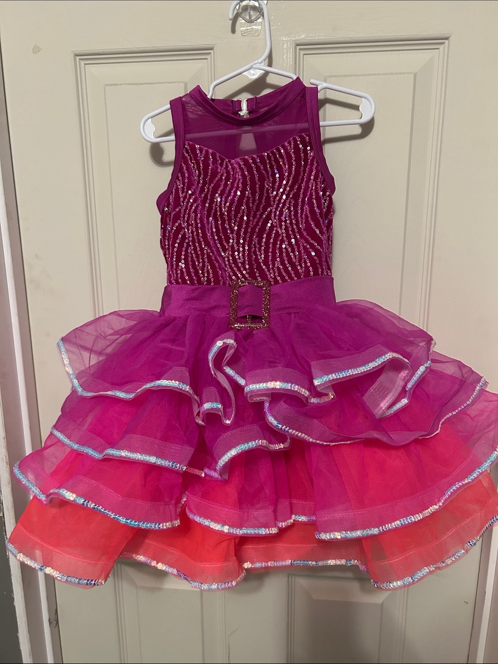 Girls' Pink Tiered Tulle Party Costume Dress